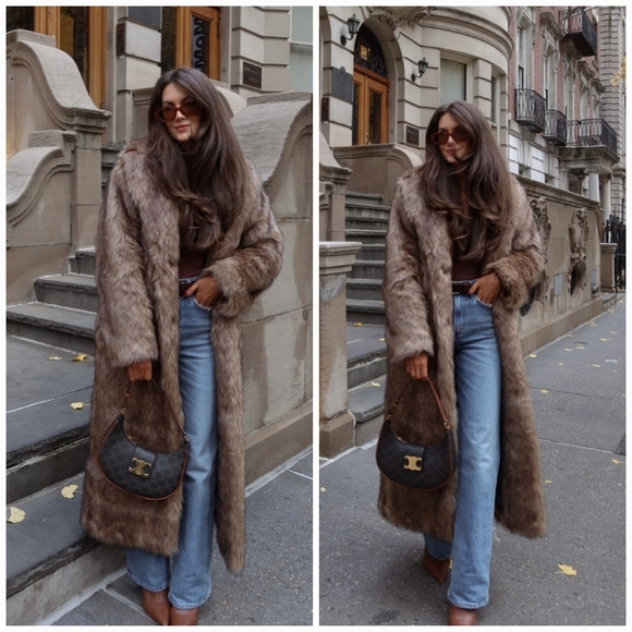 Zara Hooded Faux Fur Coat - Picture 10 of 14